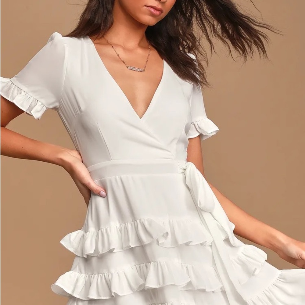 white ruffle lulus dress